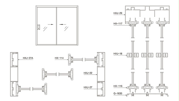 18单玻极窄系列吊推门装配图